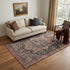5' X 8' Charcoal Gold And Rust Oriental Washable Area Rug With UV Protection
