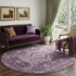 8' X 8' Eggplant Gold And Gray Oriental Washable Round Rug With UV Protection