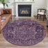 8' X 8' Eggplant Gold And Gray Oriental Washable Round Rug With UV Protection