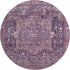 8' X 8' Eggplant Gold And Gray Oriental Washable Round Rug With UV Protection