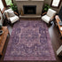 8' Eggplant Gold And Gray Oriental Washable Area Rug With UV Protection