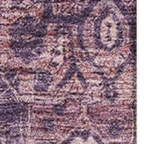 8' Eggplant Gold And Gray Oriental Washable Area Rug With UV Protection