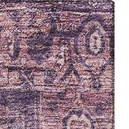 8' Eggplant Gold And Gray Oriental Washable Area Rug With UV Protection