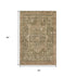 5' X 8' Fern Green Wheat And Copper Oriental Washable Area Rug With UV Protection