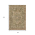 8' Fern Green Wheat And Copper Oriental Washable Area Rug With UV Protection