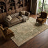 8' Fern Green Wheat And Copper Oriental Washable Area Rug With UV Protection