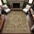 8' Fern Green Wheat And Copper Oriental Washable Area Rug With UV Protection