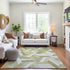 8' Artichoke Green Ivory And Wheat Geometric Washable Area Rug With UV Protection