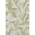 8' Artichoke Green Ivory And Wheat Geometric Washable Area Rug With UV Protection
