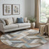 8' X 8' Brown Ivory And Gray Geometric Washable Round Rug With UV Protection