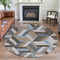8' X 8' Brown Ivory And Gray Geometric Washable Round Rug With UV Protection