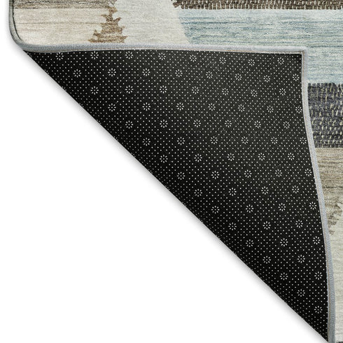 8' X 8' Brown Ivory And Gray Geometric Washable Round Rug With UV Protection