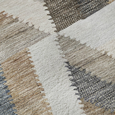 8' X 8' Brown Ivory And Gray Geometric Washable Round Rug With UV Protection