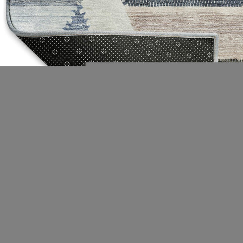 9' X 12' Blue Silver And Gray Geometric Washable Area Rug With UV Protection