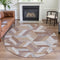 8' X 8' Copper Ivory And Gray Geometric Washable Round Rug With UV Protection