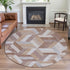8' X 8' Copper Ivory And Gray Geometric Washable Round Rug With UV Protection