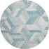 8' X 8' Teal Ivory And Gray Geometric Washable Round Rug With UV Protection