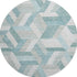 8' X 8' Teal Ivory And Gray Geometric Washable Round Rug With UV Protection