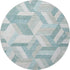 8' X 8' Teal Ivory And Gray Geometric Washable Round Rug With UV Protection
