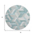 8' X 8' Teal Ivory And Gray Geometric Washable Round Rug With UV Protection