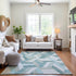 8' Teal Ivory And Gray Geometric Washable Area Rug With UV Protection