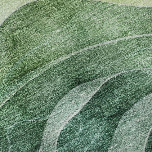8' Teal Peach And Lime Green Abstract Washable Area Rug With UV Protection
