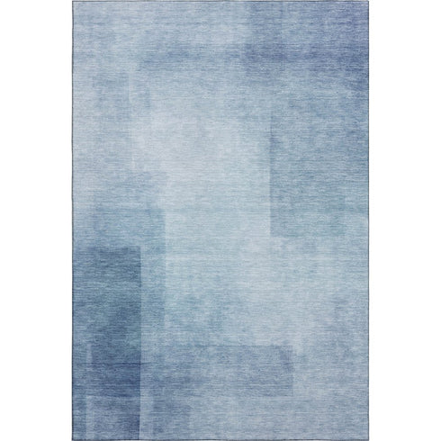 8' Blue And Ivory Geometric Washable Area Rug With UV Protection