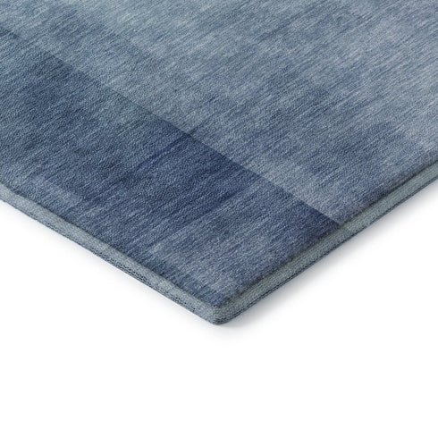 8' Blue And Ivory Geometric Washable Area Rug With UV Protection