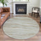 8' X 8' Beige And Ivory Striped Washable Round Rug With UV Protection