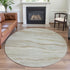 8' X 8' Beige And Ivory Striped Washable Round Rug With UV Protection