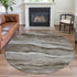 8' X 8' Brown And Beige Striped Washable Round Rug With UV Protection