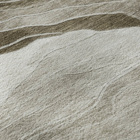 9' X 12' Brown And Beige Striped Washable Area Rug With UV Protection