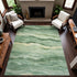 8' Green And Beige Striped Washable Area Rug With UV Protection
