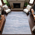 8' Sky Blue And Ivory Striped Washable Area Rug With UV Protection