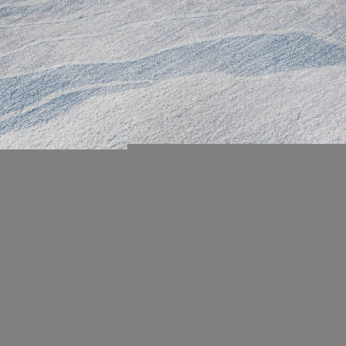 8' Sky Blue And Ivory Striped Washable Area Rug With UV Protection
