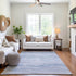 8' Sky Blue And Ivory Striped Washable Area Rug With UV Protection