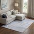 8' Sky Blue And Ivory Striped Washable Area Rug With UV Protection