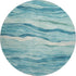 8' X 8' Turquoise And Ivory Striped Washable Round Rug With UV Protection
