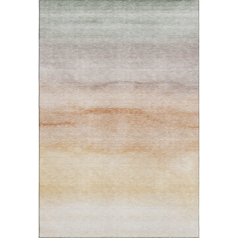 5' X 8' Coral Ivory And Gray Striped Washable Area Rug With UV Protection