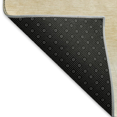 8' X 8' Coral Ivory And Gray Striped Washable Round Rug With UV Protection