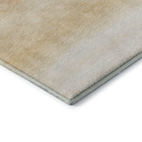 8' X 8' Coral Ivory And Gray Striped Washable Round Rug With UV Protection