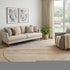 8' X 8' Coral Ivory And Gray Striped Washable Round Rug With UV Protection
