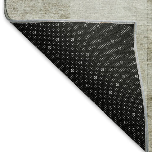 5' X 8' Beige Ivory And Taupe Geometric Washable Area Rug With UV Protection