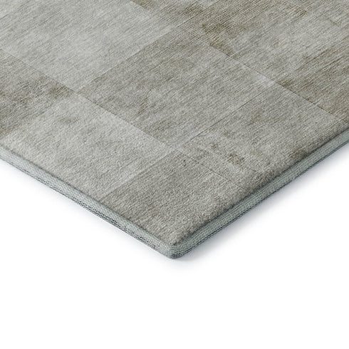 5' X 8' Beige Ivory And Taupe Geometric Washable Area Rug With UV Protection