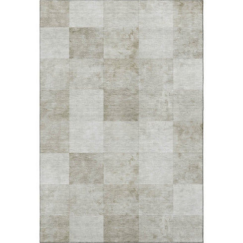 5' X 8' Beige Ivory And Taupe Geometric Washable Area Rug With UV Protection