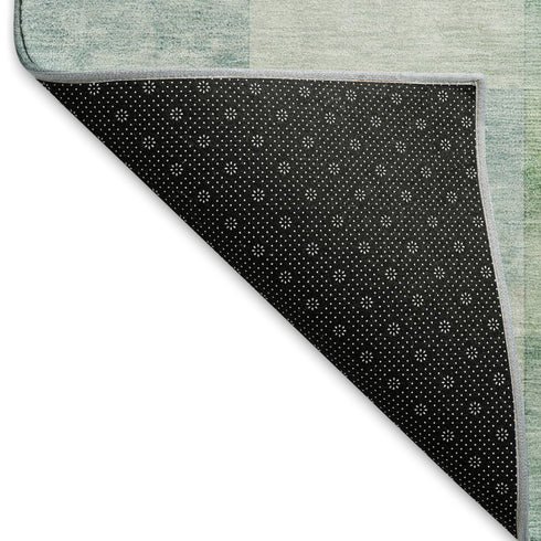5' X 8' Pale Aqua Mint Green And Ivory Geometric Washable Area Rug With UV Protection