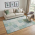 5' X 8' Pale Aqua Mint Green And Ivory Geometric Washable Area Rug With UV Protection