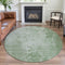 8' X 8' Mint Green And Beige Abstract Washable Round Rug With UV Protection