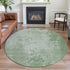 8' X 8' Mint Green And Beige Abstract Washable Round Rug With UV Protection