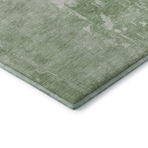 8' X 8' Mint Green And Beige Abstract Washable Round Rug With UV Protection
